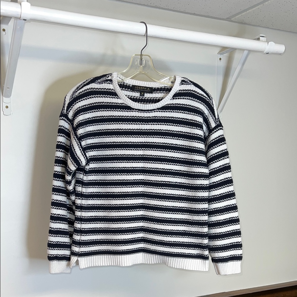 Joseph A. Black and White Striped Sweater- M